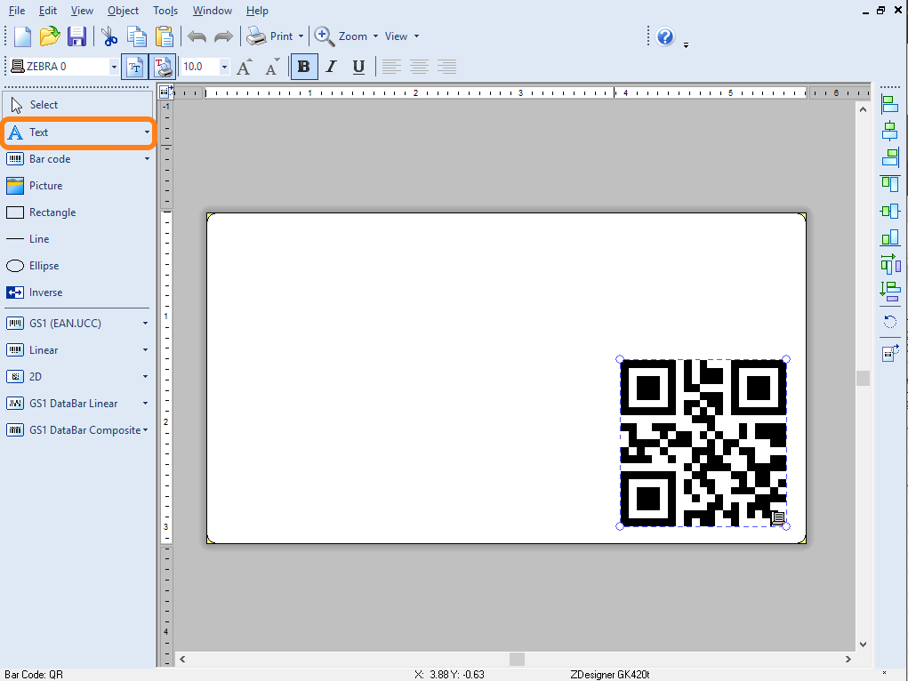 Zebra label printer template